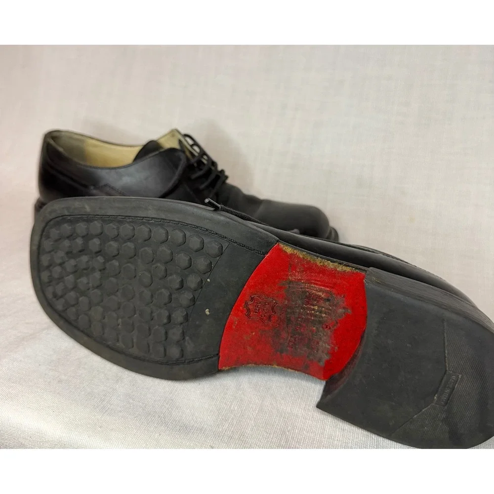 Kenneth Cole New York Mens Black Leather Square Toe Derby Shoes Made Italy 9.5